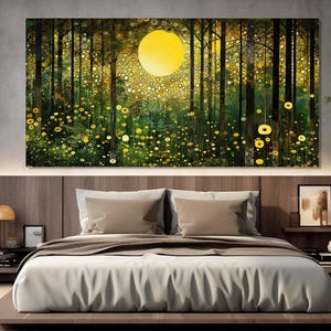 Mystischer Wald In Gustav Klimt Stil Leinwanddruck, Gustav Klimt Wandkunst, Klimt Wald Malerei, Gustav Klimt Poster, zeitgenössische Malerei