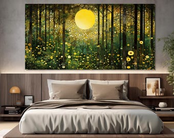 Mystical Forest In Gustav Klimt Style Canvas Print, Gustav Klimt Wall Art, Klimt Forest Painting, Gustav Klimt Poster, Contemporary Painting