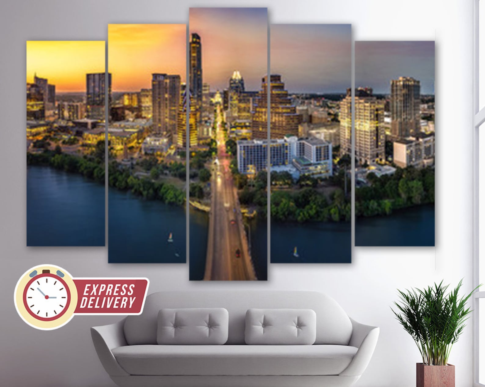 Austin Wall Art Austin Skyline Austin Canvas Print Austin Etsy