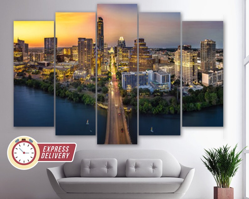 Austin Wall Art Austin Skyline Austin Canvas Print Austin Etsy