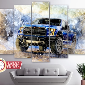 Ford F150 Raptor Truck Canvas Print, Off Road Wall Art, Ford Wall Art, Ford Canvas Art, Ford Poster, Ford Wall Decor, Ford Pickup Canvas