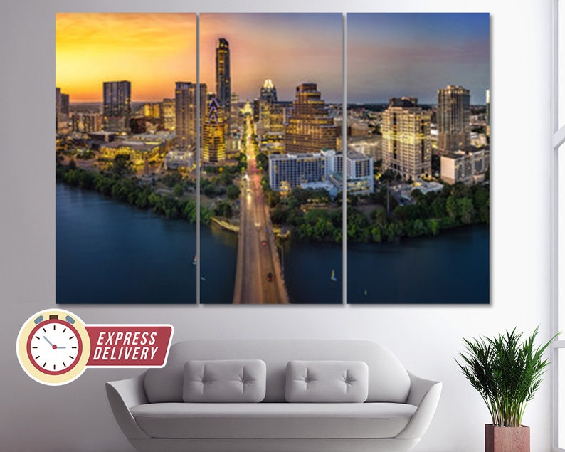 Austin Wall Art Austin Skyline Austin Canvas Print Austin Etsy