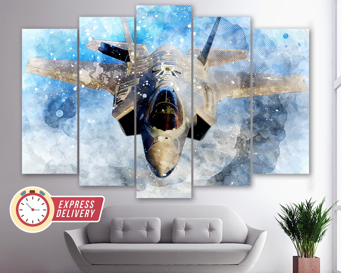 The Lockheed Martin F-35 Lightning II Canvas Art, Combat Aircraft Print ...