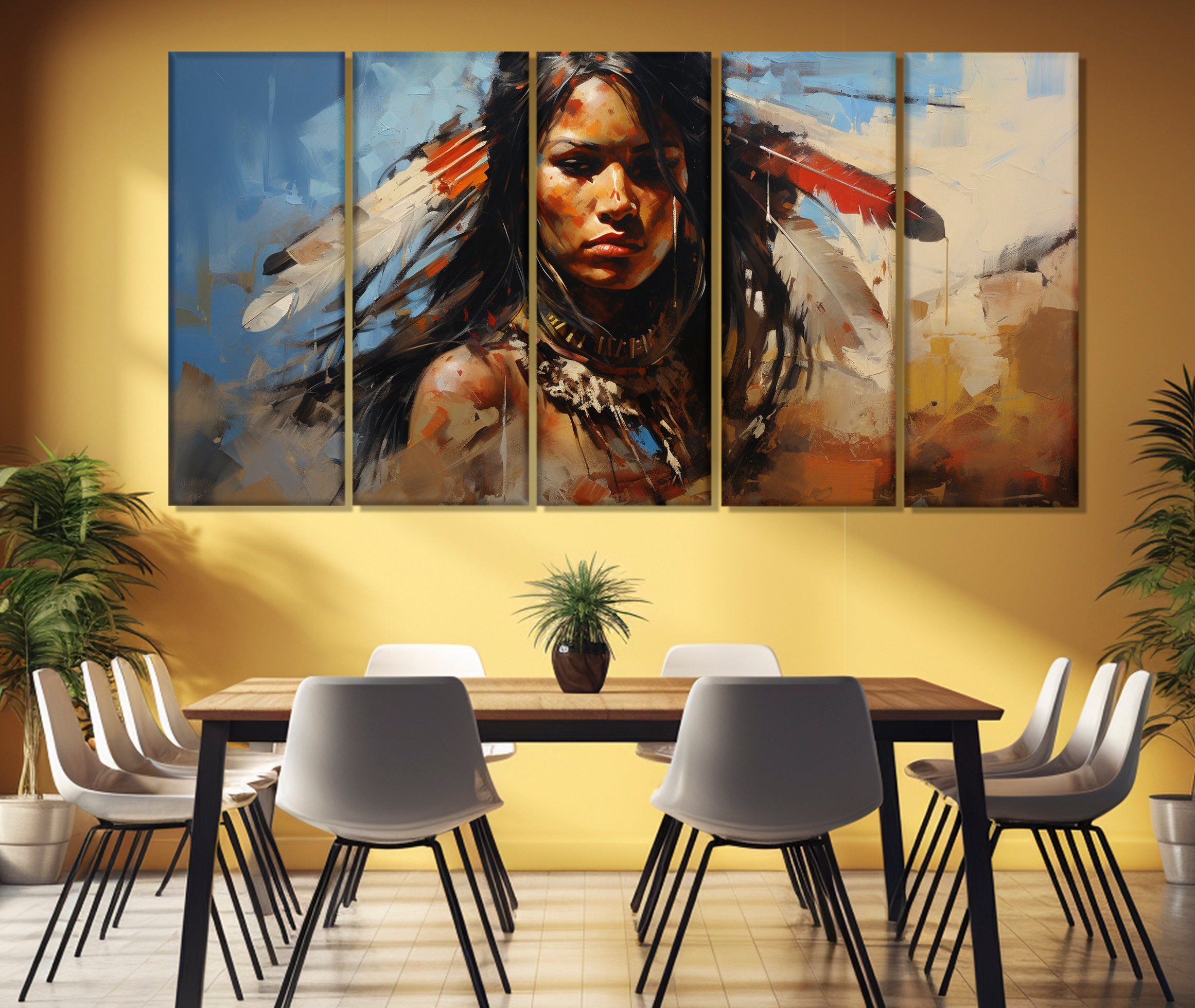 Beautiful Native American Woman Canvas Print, First Nations Wall Art ...