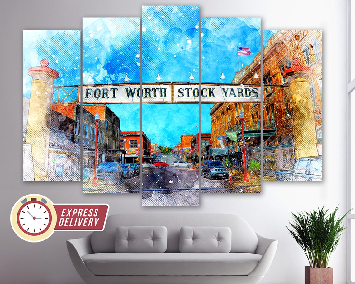 Fort Worth Stockyards Canvas Art Fort Worth Wall Art Wild Etsy
