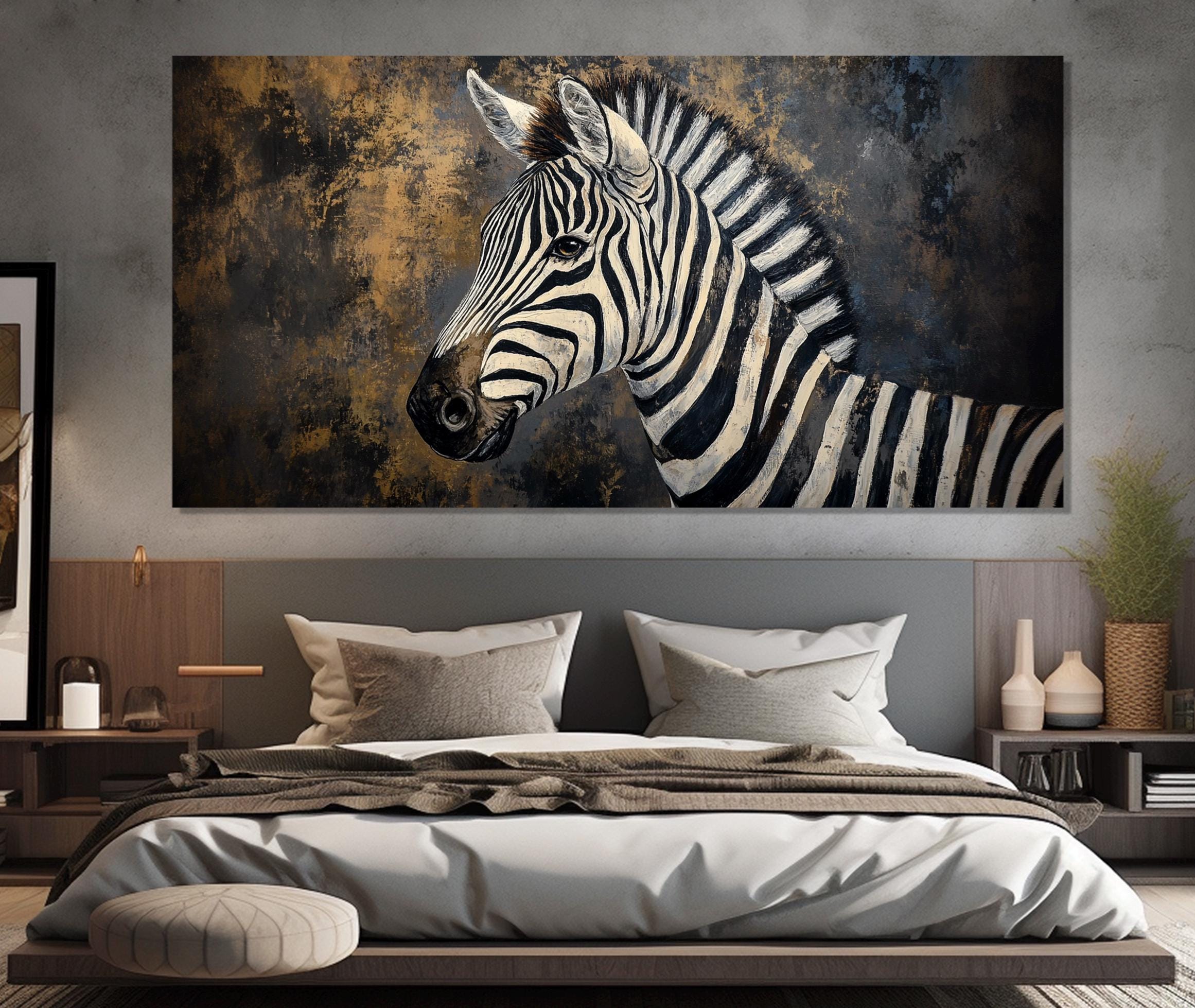 Zebra Canvas Print, Abstract Zebra Wall Art, Zebra Poster, Modern Animals Wall Art, Zebra Painting