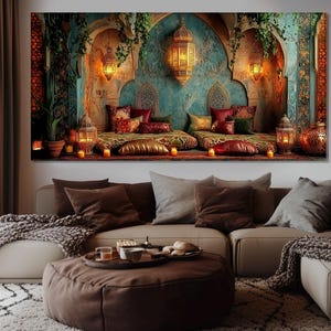 Bunter orientalischer Leinwanddruck, arabische Wanddekoration, östliche Wandkunst, orientalische Malerei, orientalische Leinwandkunst, orientalische Wanddekoration