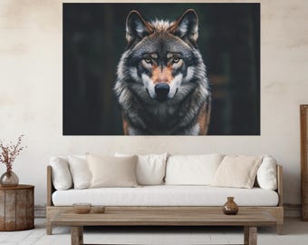 Majestic Wolf Canvas Print, Wolf Painting, Hunting Wall Art, Bedroom Wall Decor, Wolf Wall Art, Hunter House Decor, Wolf Portrait