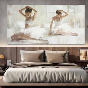 Ballet School Wall Decor, Abstract Ballet Wall Art, Retro Ballerinas Canvas Print, Ballerinas Painting, Ballerina Gift, Ballet Poster