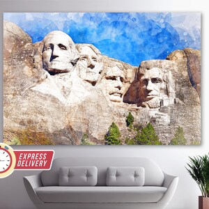 Mount Rushmore National Memorial Canvas Art, Mount Rushmore Wall Art, Mount Rushmore Paintings, Mount Rushmore Poster, Office Wall Decor