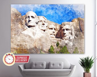 Mount Rushmore National Memorial Canvas Art, Mount Rushmore Wall Art, Mount Rushmore Paintings, Mount Rushmore Poster, Office Wall Decor