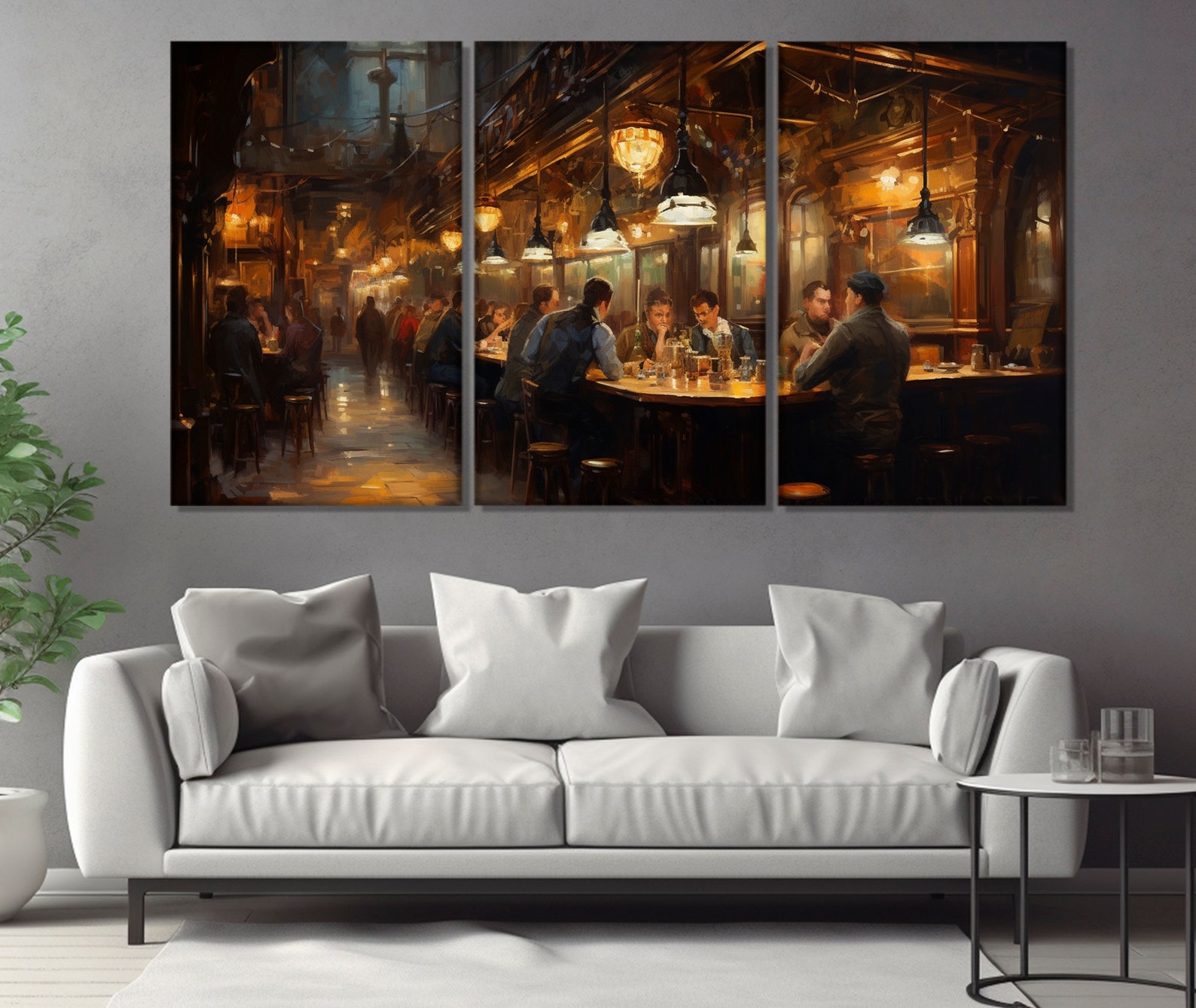 Vintage Pub Painting Printed on Canvas, Irish Pub Wall Art, Irish Gift ...