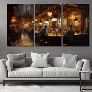 Vintage Pub Painting Printed on Canvas, Irish Pub Wall Art, Irish Gift ...