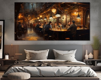 Cuadro de pub vintage impreso en lienzo, arte de pared de pub irlandés, regalo irlandés, impresión en lienzo de pub retro, cuadro de pub, decoración de pared de pub