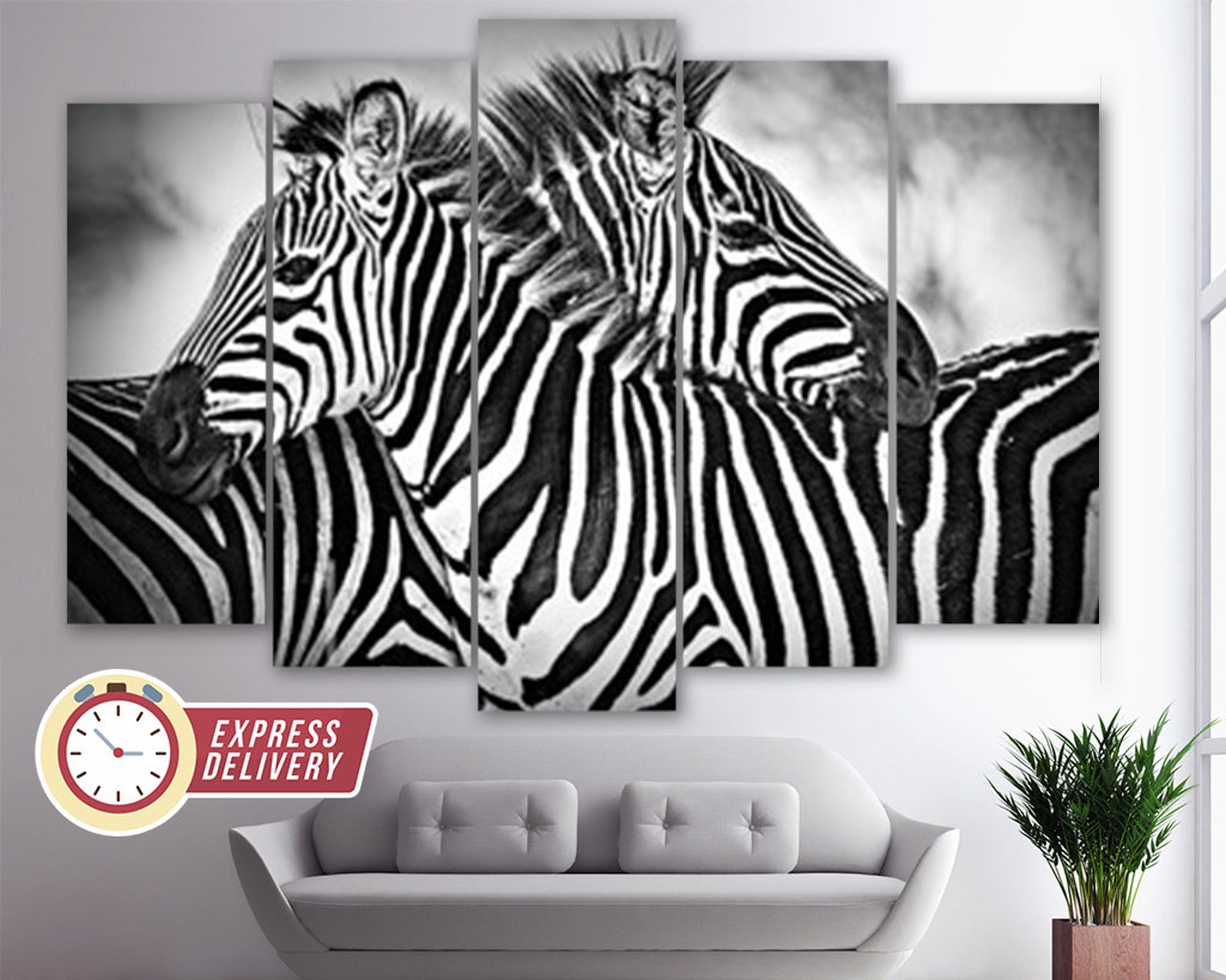Romantic Black and White Zebra Canvas Art Zebra Canvas Print Etsy