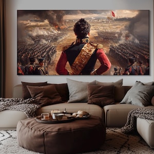 Napoleon Bonaparte in from of his Army Painting Printed on Canvas, Napoleon Wall Art, French History Poster, History Teacher Gift