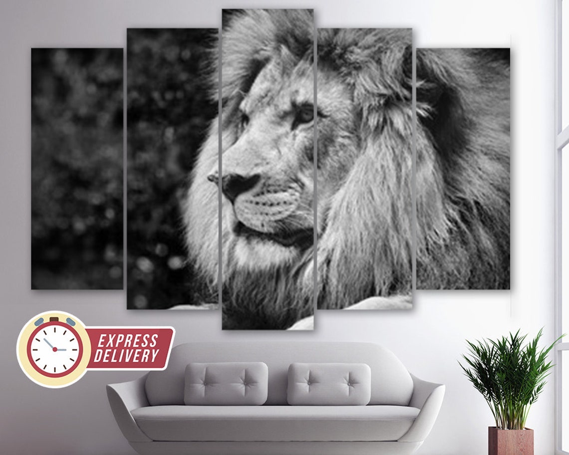 Black and White Lion Canvas Art Lion Canvas Print Lion Etsy