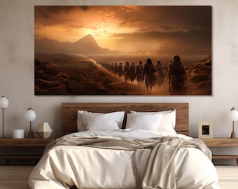 Moses Exodus Route Leinwanddruck, religiöse Leinwand Wandkunst, Bibel Wandkunst, Moses Poster, religiöses Geschenk, religiöse Malerei, Moses Druck