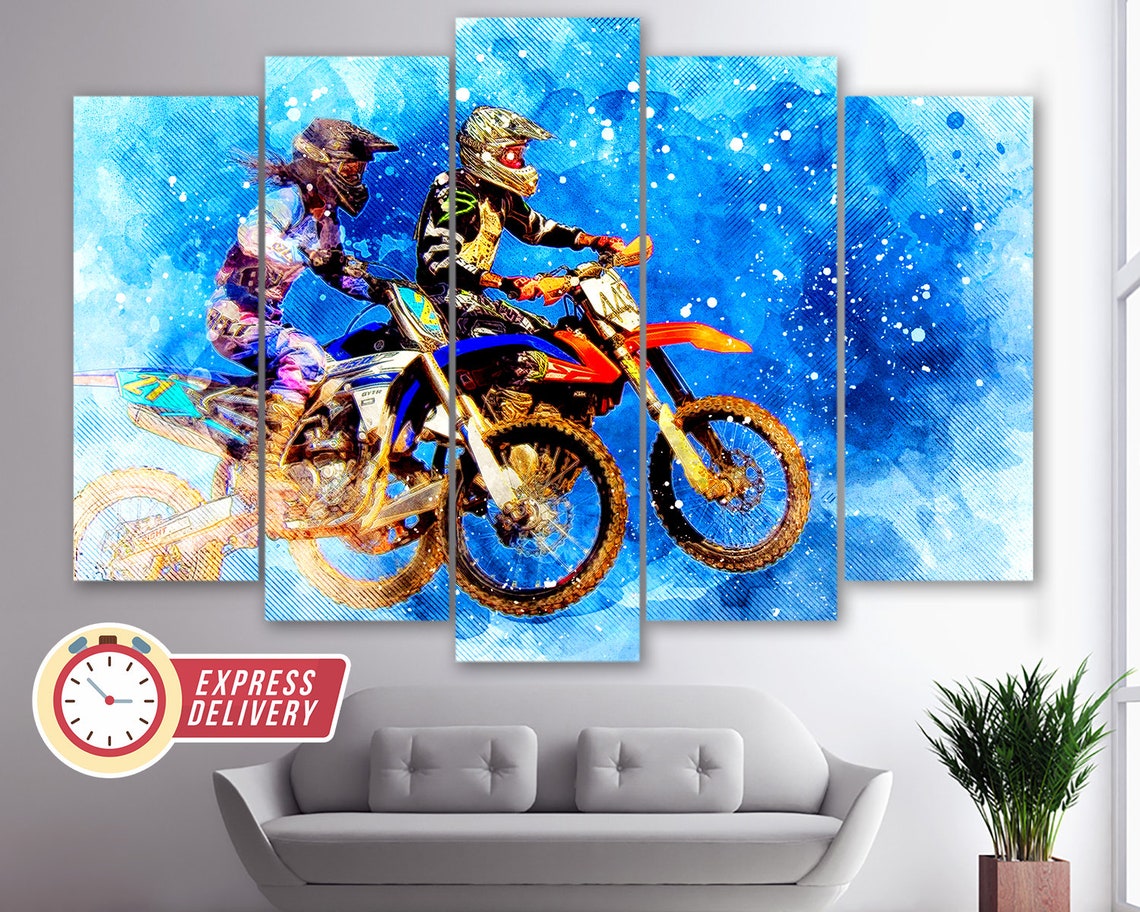 Motocross Romantic Print Dirt Bikes Wall Art Biker Gift Etsy