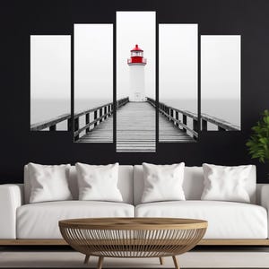 Abstract Lighthouse Canvas Print, Minimalist Nautical Wall Art, Lighthouse Wall Art, Black and White Lighthouse Photo, Nautical Canvas Art