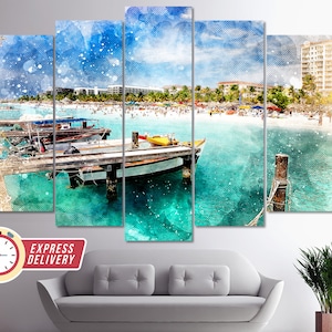 Palm Beach Aruba Canvas Art, Aruba Wall Art, Aruba Painting, Aruba Print, Caribbean Wall Art, Beach Canvas Art, Aruba Island Canvas