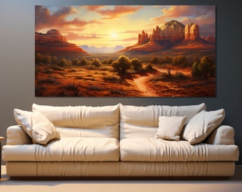 Sedona Red Rocks Wall Art, Sedona Rocks Canvas Print, Sedona Painting, Arizona Rocks Wall Decor