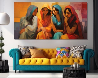 Indische Frauen Wandkunst, Indien Leinwanddruck, Indien Wandkunst, Indien Wanddekor