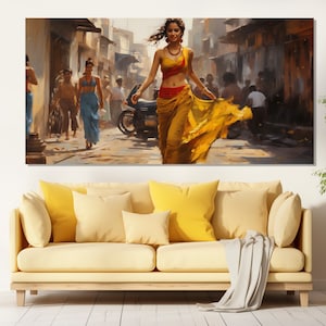 Indian Woman Dancer Canvas Print, Indian Wall Art, India Canvas Print, Indian Lady Dance Painting, Dancing Wall Art