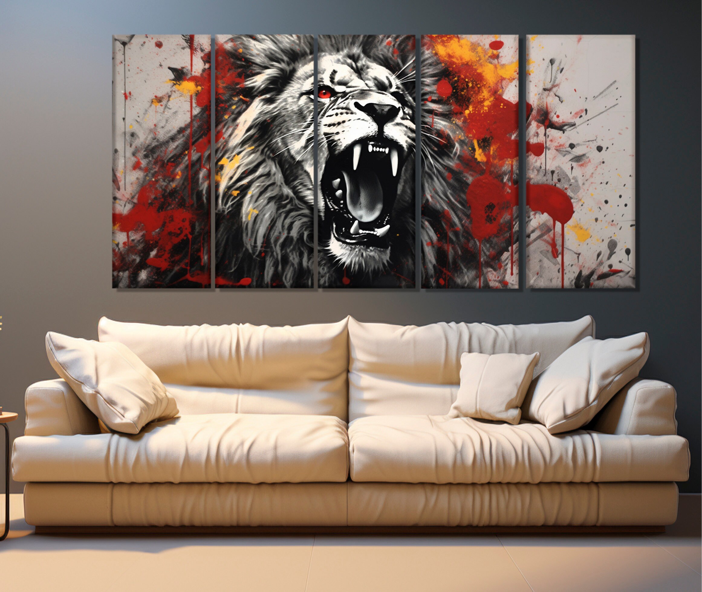 Abstract Lion Graffiti Canvas Print, Street Art Canvas, Animals ...