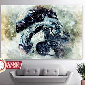 BMW Engine Canvas Art, Mechanic Gift, Car Service Decor, BMW Wall Art, Engine Print, Bmw Print, Bmw Fan Gift, Engineer Gift, Bmw Wall Decor