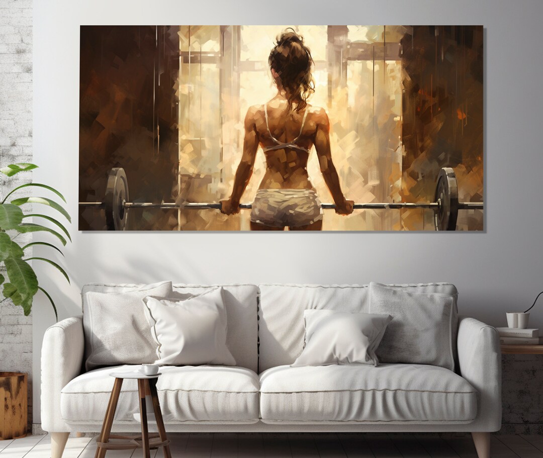 Workout Woman Abstract Canvas Print, Fitness Wall Art, Fitness Painting ...
