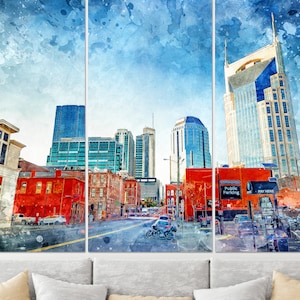 Nashville Wall Art, Nashville Canvas Print, Nashville Skyline, Tennessee Canvas, Nashville Painting, Nashville Print, Tennessee Wall Art