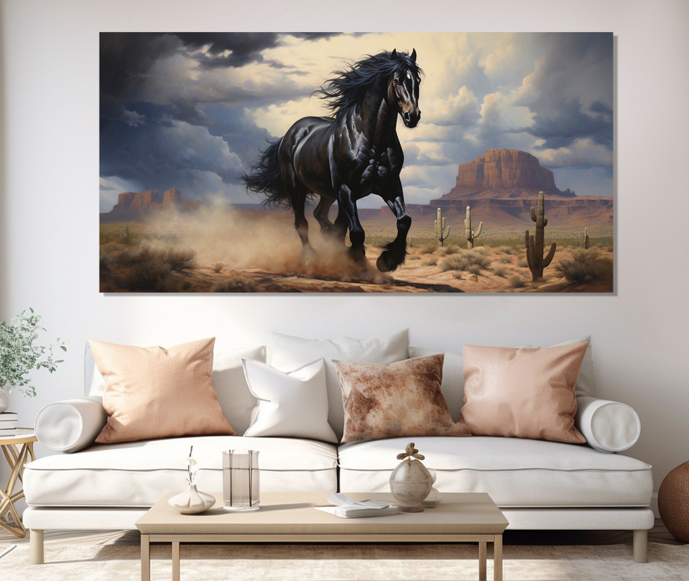 Cozy Country Pferde Wandbild – Rustikale Leinwand Mit Wildpferden 101,6 X 50,8 Cm Für Wohnzimmer & Bauernhaus-Deko