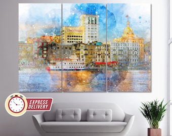 Savannah Canvas Print, Savannah Skyline, Savannah Wall Art, Georgia Canvas Art, Savannah Photography, Savannah Print, Georgia Wall Art