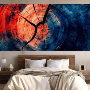 Abstract Colorful Tree Stump Canvas Print, Old Tree Rings Canvas Print, Abstract Wood Canvas Art, Abstract Tree Painting, Abstract Wall Art