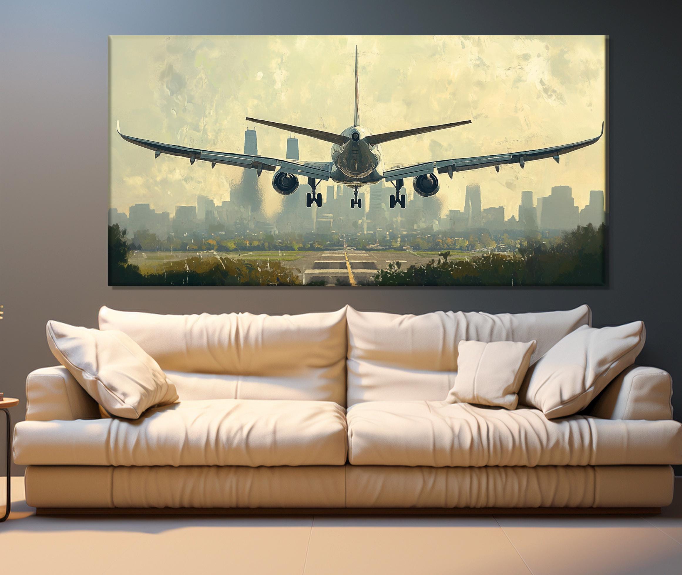 Abstract Aircraft Landing Canvas Print, Aircraft Painting, Pilot Gift ...