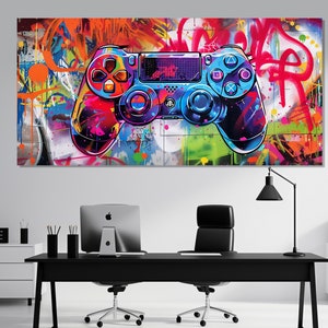 Gamepad Canvas Print, Street Art Gamepad Painting, Gamepad Poster, Gamer Gift, Gaming Wall Art, Teen Room Decor, Gamepad Graffiti, Gamer Art