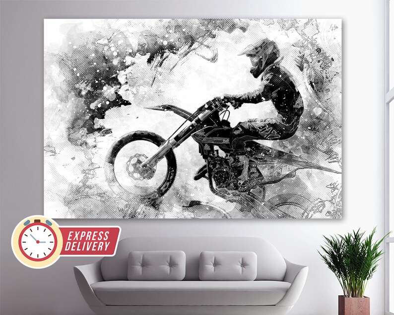Motocross Canvas Art Dirt Bikes Wall Art Biker Gift Etsy