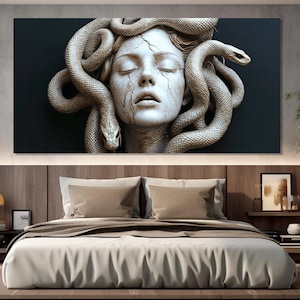 Medusa Gorgon Canvas Print, Medusa Painting, Greek Mythology Wall Art, Medusa Gorgon Poster