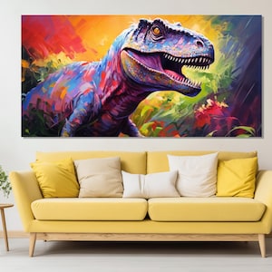 Dinosaur Canvas Print, Dinosaur Painting, Abstract Dinosaur Poster, Dinosaurs Wall Art