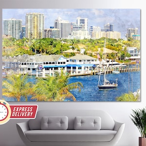 Fort Lauderdale Canvas Art, Fort Lauderdale Paintings, Fort Lauderdale Poster, Fort Lauderdale Wall Art, Florida Canvas, Florida Wall Art