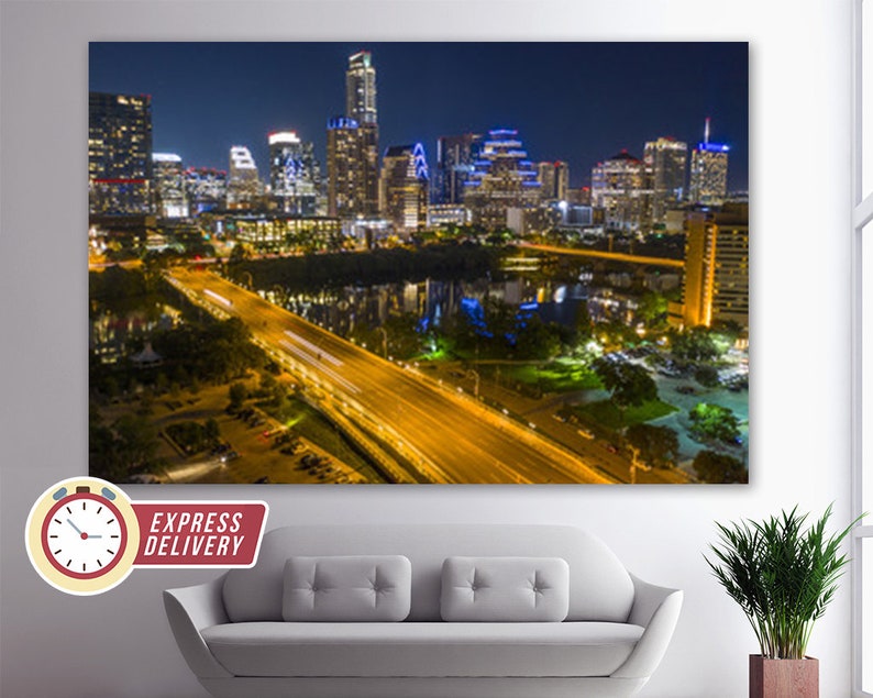 Austin Skyline Austin Canvas Print Austin Wall Art Austin Etsy