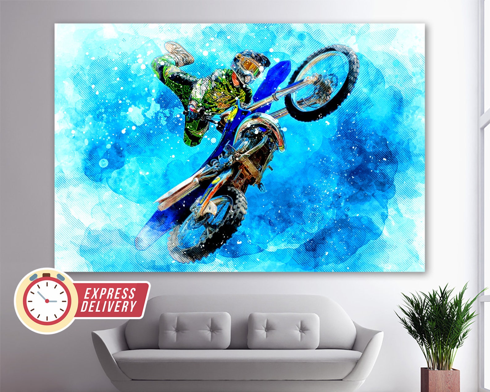 Motocross Freestyle Jump Dirt Bikes Wall Art Biker Gift Etsy