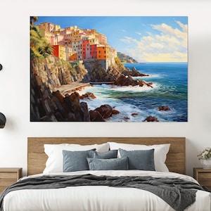 Cinque Terre Canvas Print, Cinque Terre Wall Art, Cinque Terre Coast Canvas Art, Cinque Terre Print, Italian Wall Decor, Italy Canvas Art