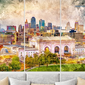 Kansas City Skyline, Kansas City Canvas Art, Kansas City Painting, Kansas City Wall Art, Kansas City Decor, Missouri Wall Art