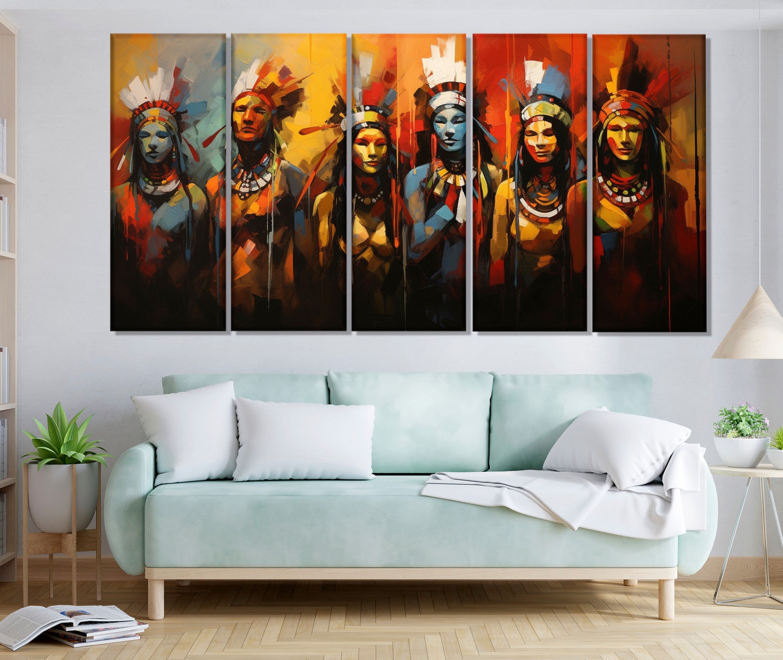 Abstract First Nations People Canvas Print, Native American Wall Decor ...