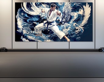 Abstract Jiu-jitsu Painting Printed on Canvas, Karate Canvas Print