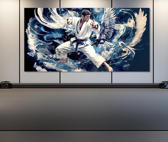 Abstract Jiu-jitsu Painting Printed on Canvas, Karate Canvas Print