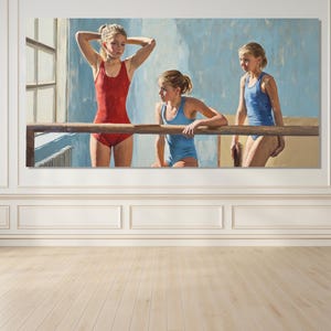 Retro Gymnastics Wall Art, Young Gymnasts in the Gym Painting, Vintage Gymnastics Poster, Gymnast Gift, Gymnastics Gym Wall Decor