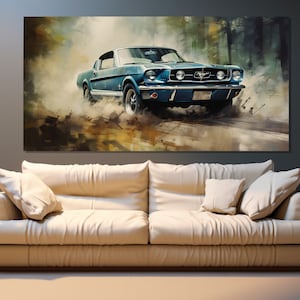 Ford mustang Leinwanddruck, Ford mustang Malerei, Muskelautos Wandkunst, Retro mustang Leinwanddruck, Vintage Ford mustang Plakat